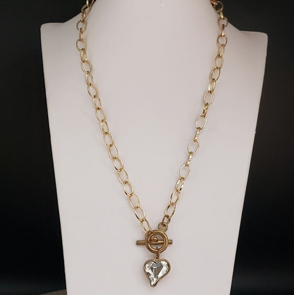 Heart Toggle Necklace Gold Tone - Picture 1 of 4